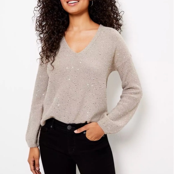 LOFT Sweaters - Sequin Double V Sweater